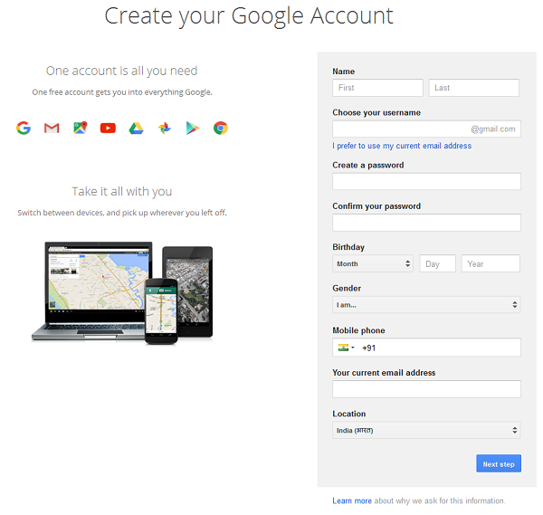 Create your Google Account