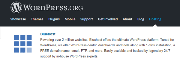 BlueHost WordPress Hosting Recommended by WordPress