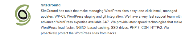 SiteGround Web Hosting Recommended by WordPress